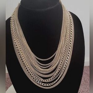 Francois Coro Bib Gold and Silver Tone Multi StrandedNecklace.